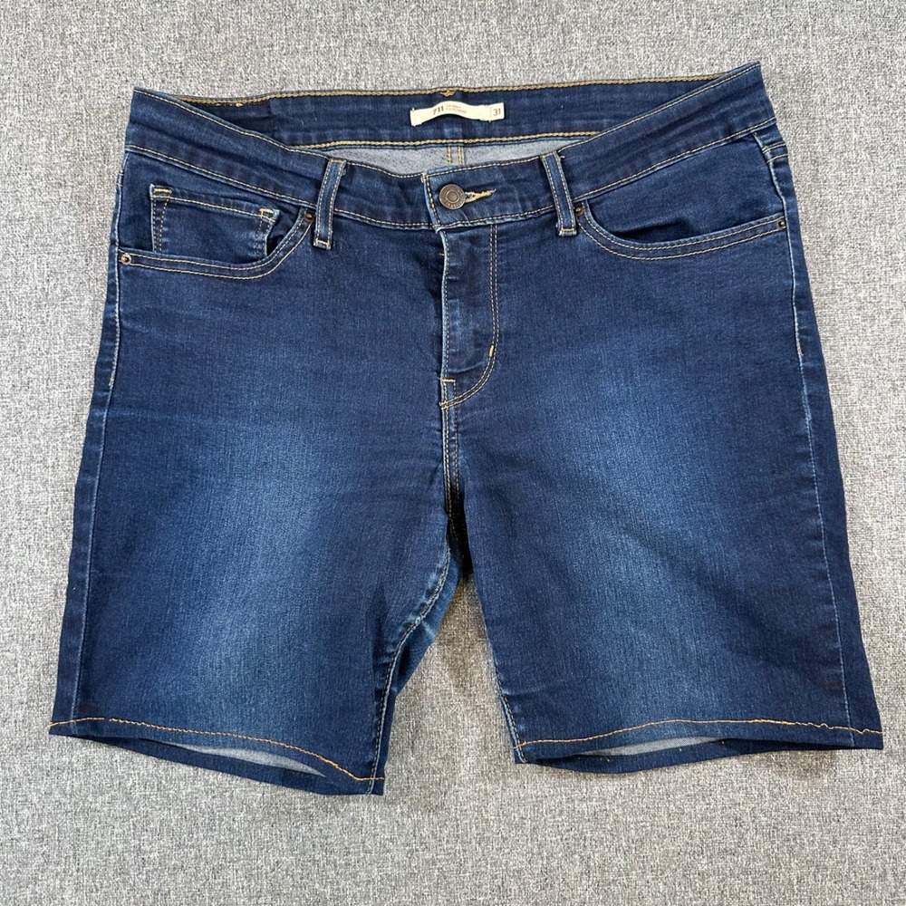 Levi's Shorts Womens 31 711 Skinny Dark Wash Stretch Denim